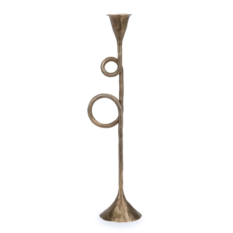 Gold French Horn Taper Candle Holder