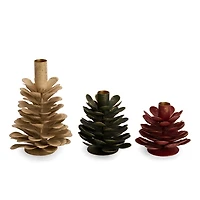 Iron Pinecone Taper Candle Holders, Set of 3