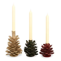 Iron Pinecone Taper Candle Holders, Set of 3