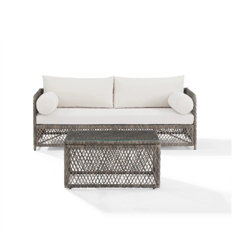Gray Wicker 2-pc. Outdoor Sofa Set