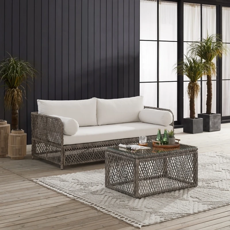 Gray Wicker 2-pc. Outdoor Sofa Set