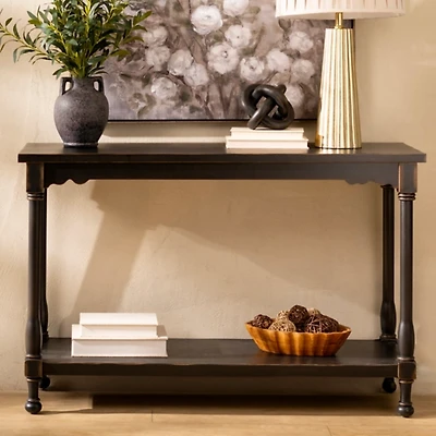 Distressed Black Wood Dain Console Table