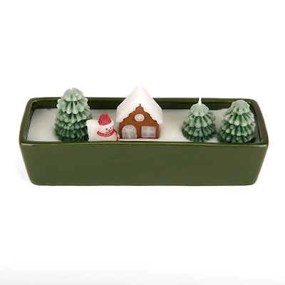 Winter Scene Christmas Tree 3-Wick Jar Candle