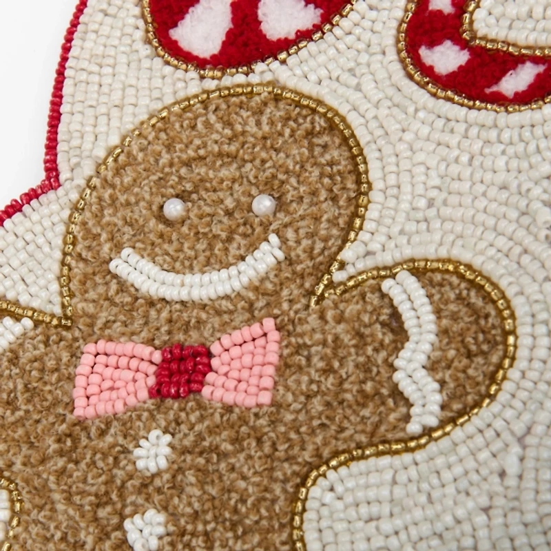 Beaded Gingerbread Christmas Table Runner
