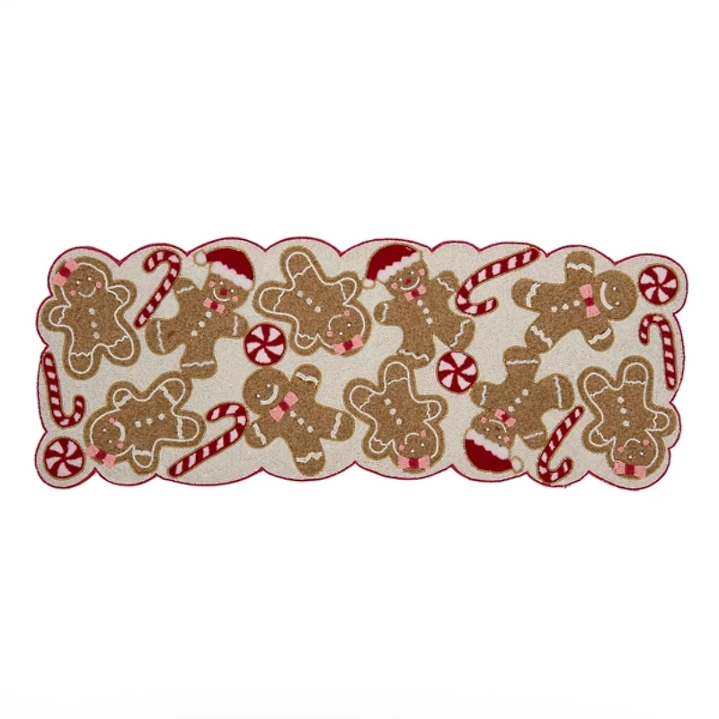 Beaded Gingerbread Christmas Table Runner