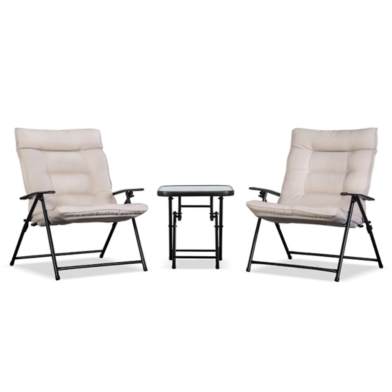Beige Upholstered 3-pc. Outdoor Conversation Set