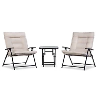 Beige Upholstered 3-pc. Outdoor Conversation Set
