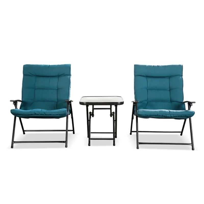 Teal Upholstered 3-pc. Outdoor Conversation Set