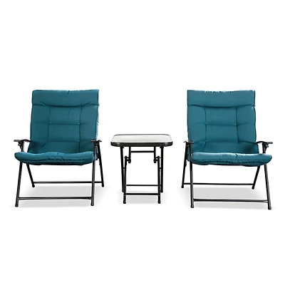 Teal Upholstered 3-pc. Outdoor Conversation Set