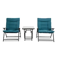 Teal Upholstered 3-pc. Outdoor Conversation Set
