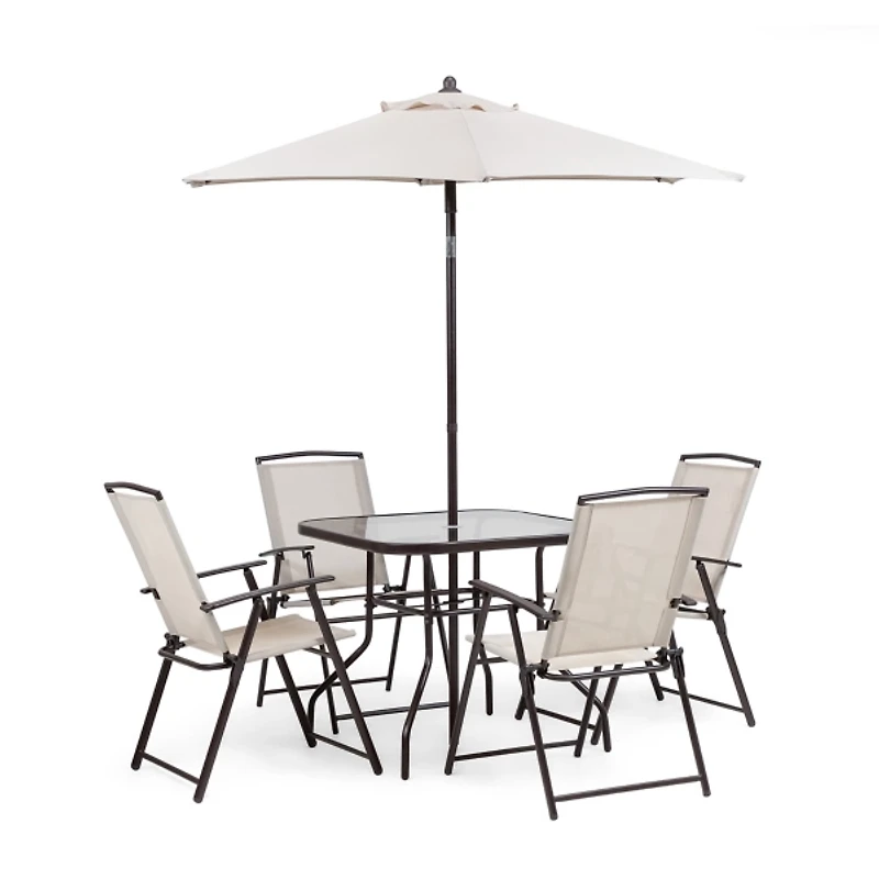 Beige 6-pc. Outdoor Patio Set with Umbrella