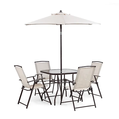 Beige 6-pc. Outdoor Patio Set with Umbrella