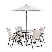 Beige 6-pc. Outdoor Patio Set with Umbrella