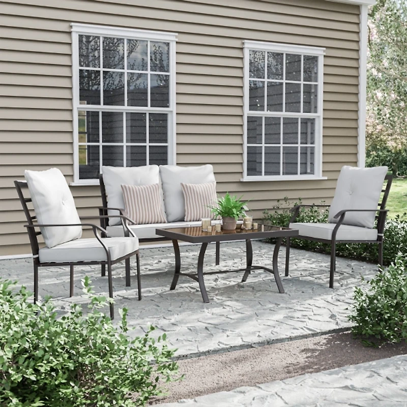 Beige Upholstered 4-pc. Patio Furniture Set