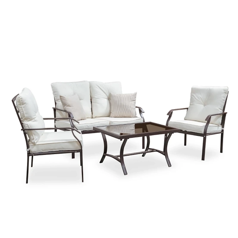 Beige Upholstered 4-pc. Patio Furniture Set