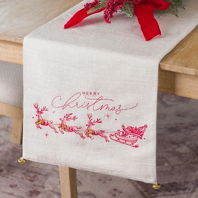 Merry Christmas Santa Sleigh Table Runner