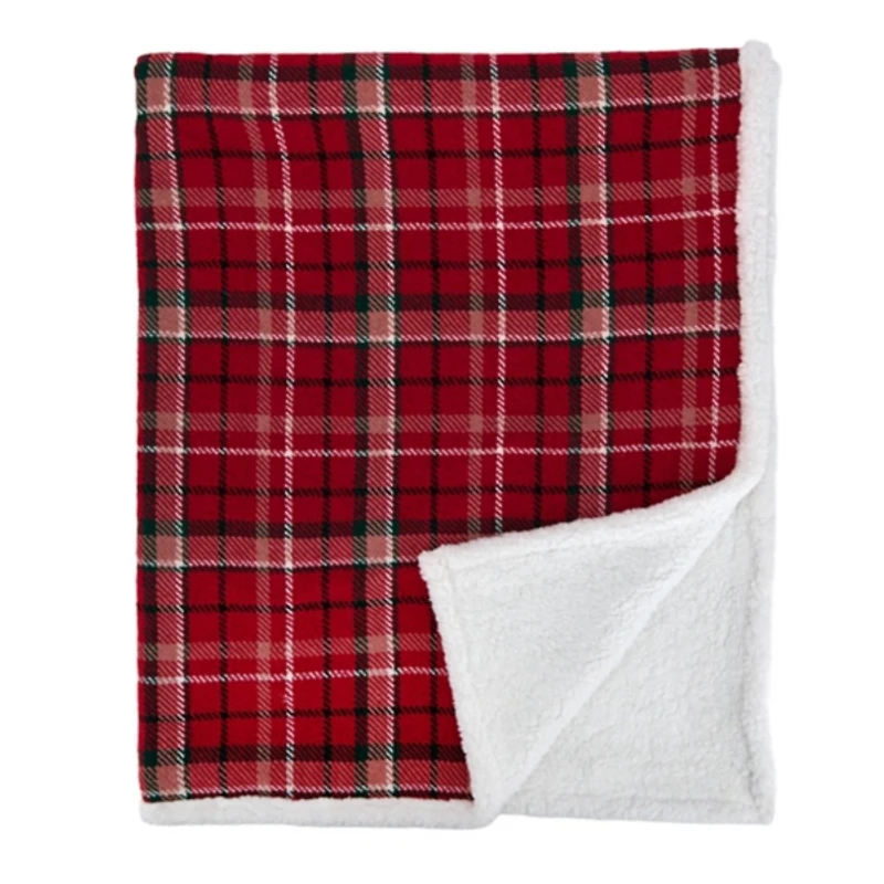 Plaid Sherpa Throw