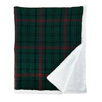 Green Plaid Sherpa Throw
