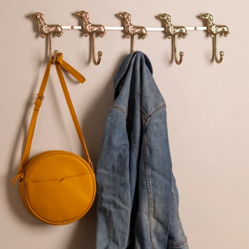 Gold Dachshund Wall Hooks