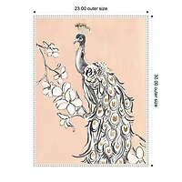 Beige Peacock II Framed Canvas Art Print
