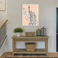 Beige Peacock II Framed Canvas Art Print