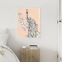 Beige Peacock II Framed Canvas Art Print