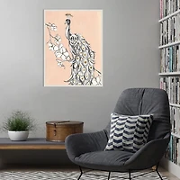 Beige Peacock II Framed Canvas Art Print