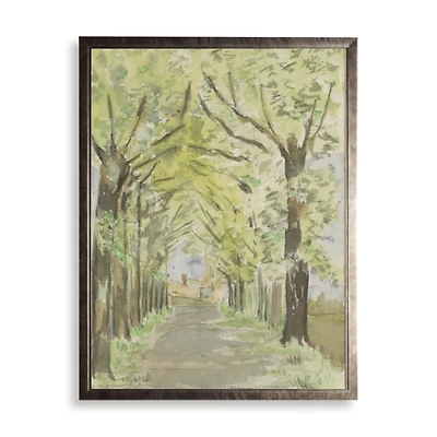 Green Watercolor Trees Framed Art Print