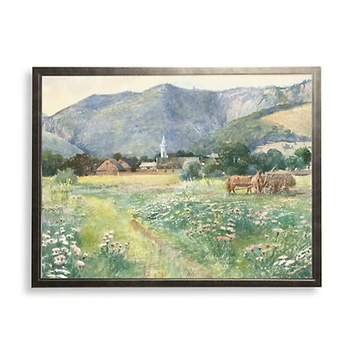 Watercolor Mountain Field Framed Art Print