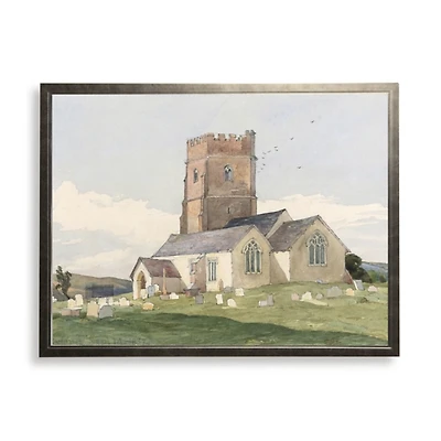 White Watercolor Church Framed Art Print