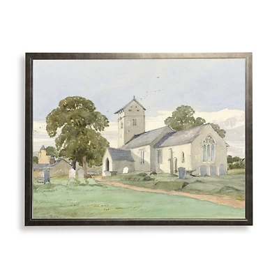 Watercolor Rural Church Framed Art Print