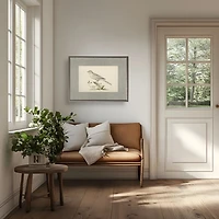 Cream Bird Linen Framed Art Print