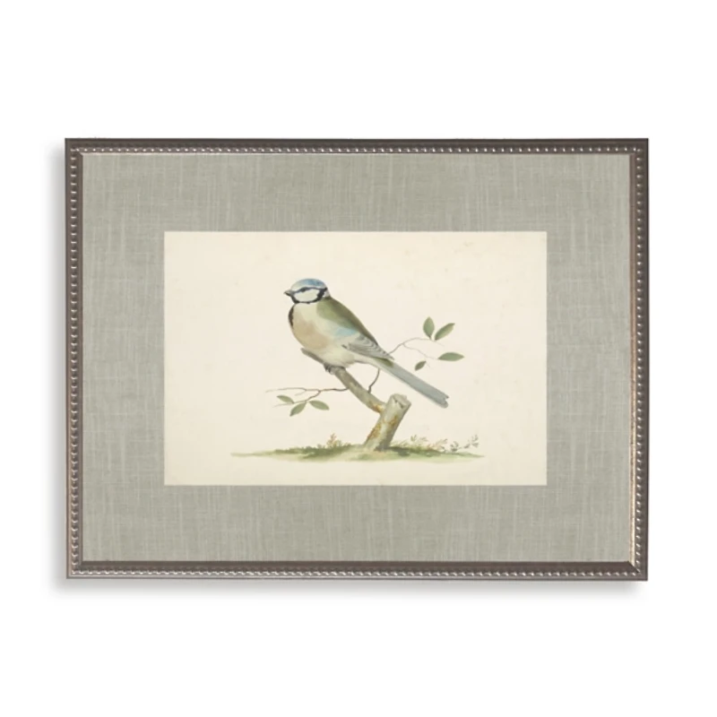 Blue Bird Linen Framed Art Print