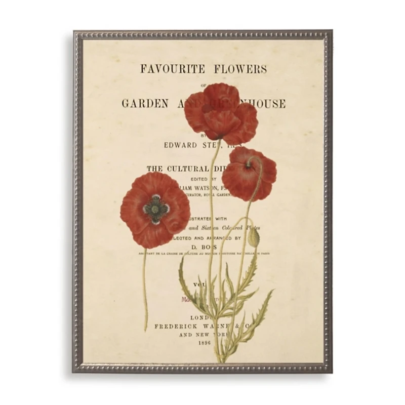 Poppies Book Page Framed Art Print