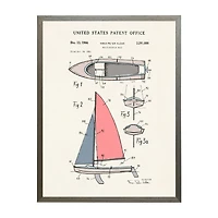 Red & Blue Boat Patent Framed Art Print