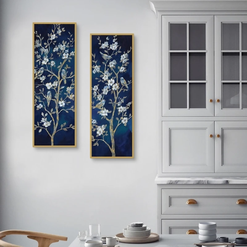 Indigo Spring Framed Canvas Art Prints, Set of 2