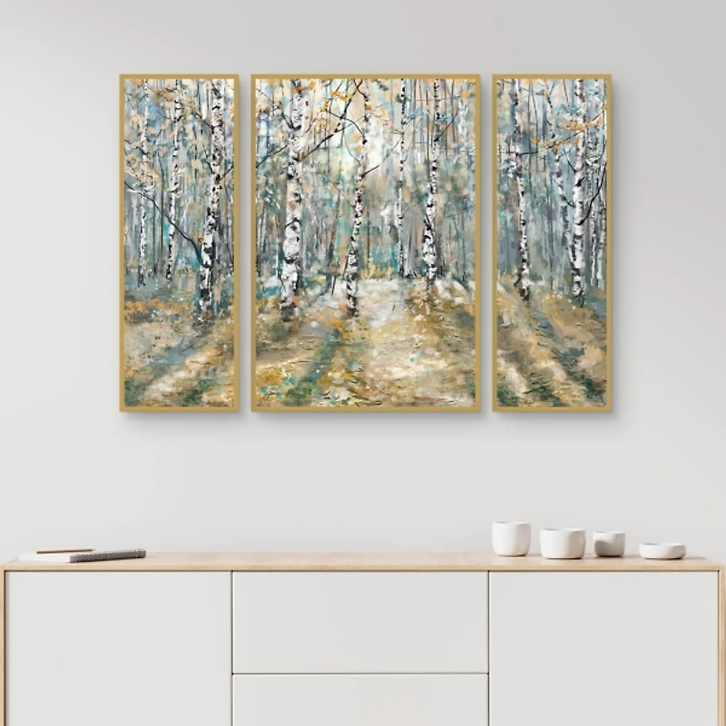 Kaleidoscope Trees Framed Canvas Prints, Set of 3