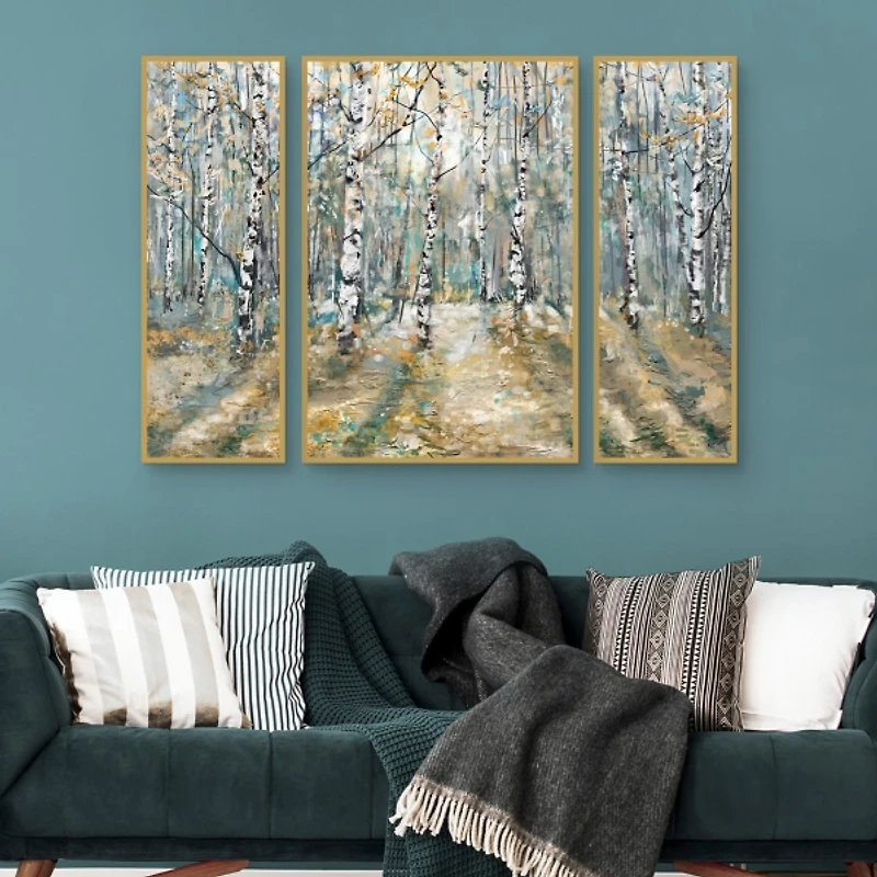 Kaleidoscope Trees Framed Canvas Prints, Set of 3