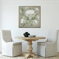 White Flower Bouquet Gold Framed Canvas Art Print
