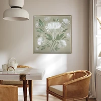 White Flower Bouquet Gold Framed Canvas Art Print
