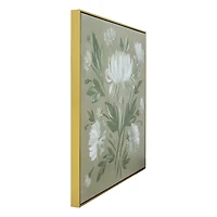 White Flower Bouquet Gold Framed Canvas Art Print
