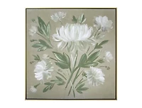 White Flower Bouquet Gold Framed Canvas Art Print