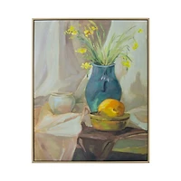 Still Life Vase & Lemons Framed Canvas Art Print