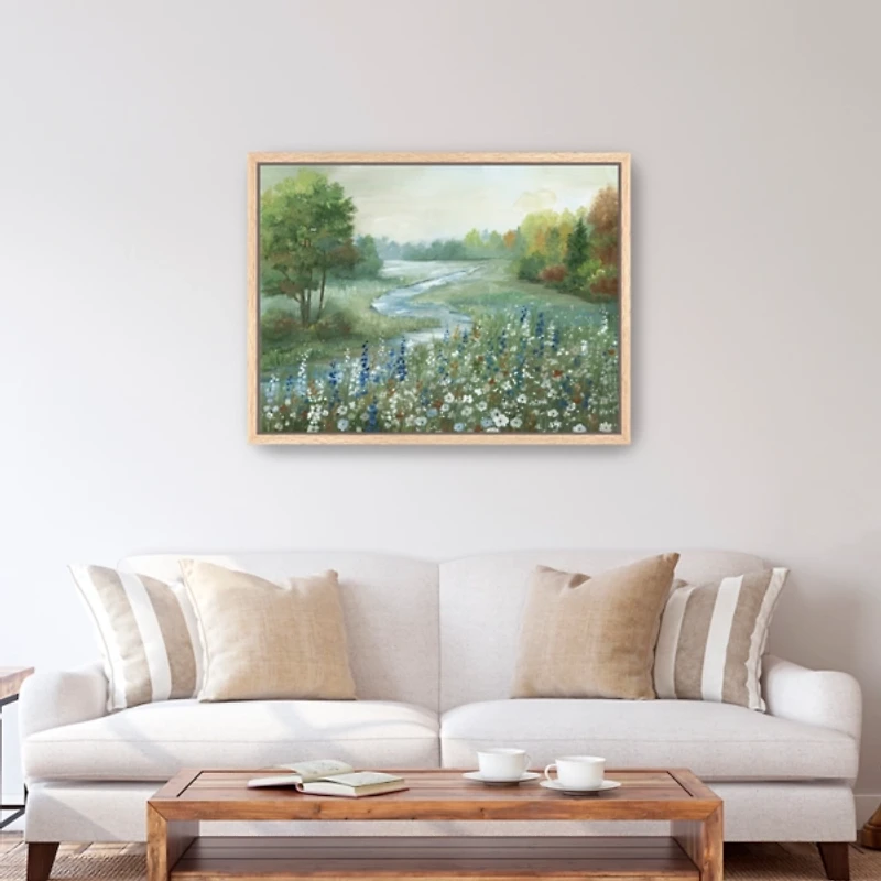 Meandering Stream Framed Canvas Art Print