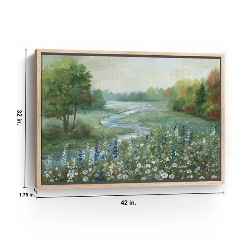 Meandering Stream Framed Canvas Art Print