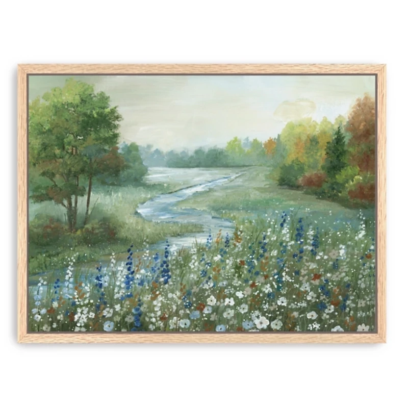 Meandering Stream Framed Canvas Art Print