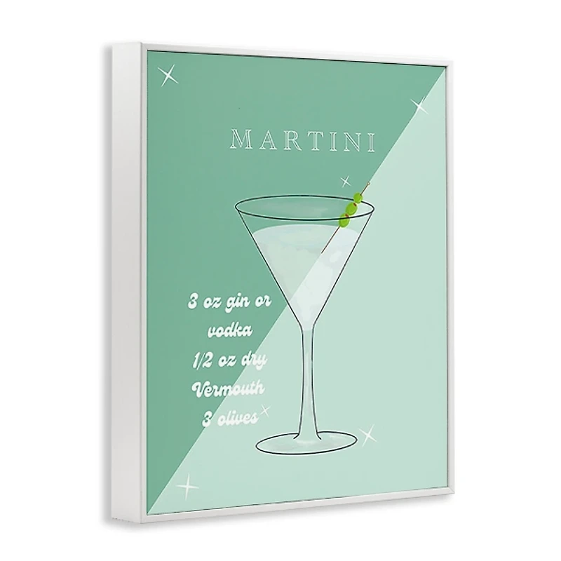 Modern Martini Recipe Framed Canvas Print