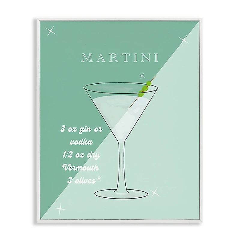 Modern Martini Recipe Framed Canvas Print