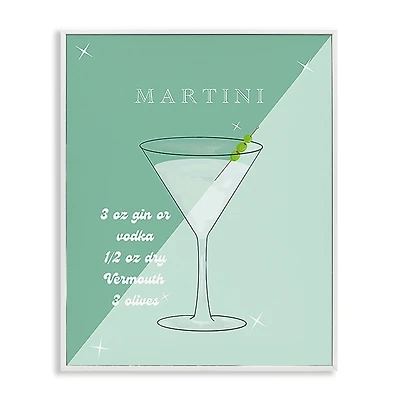 Modern Martini Recipe Framed Canvas Print