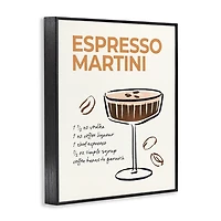 Espresso Martini Recipe Framed Canvas Print